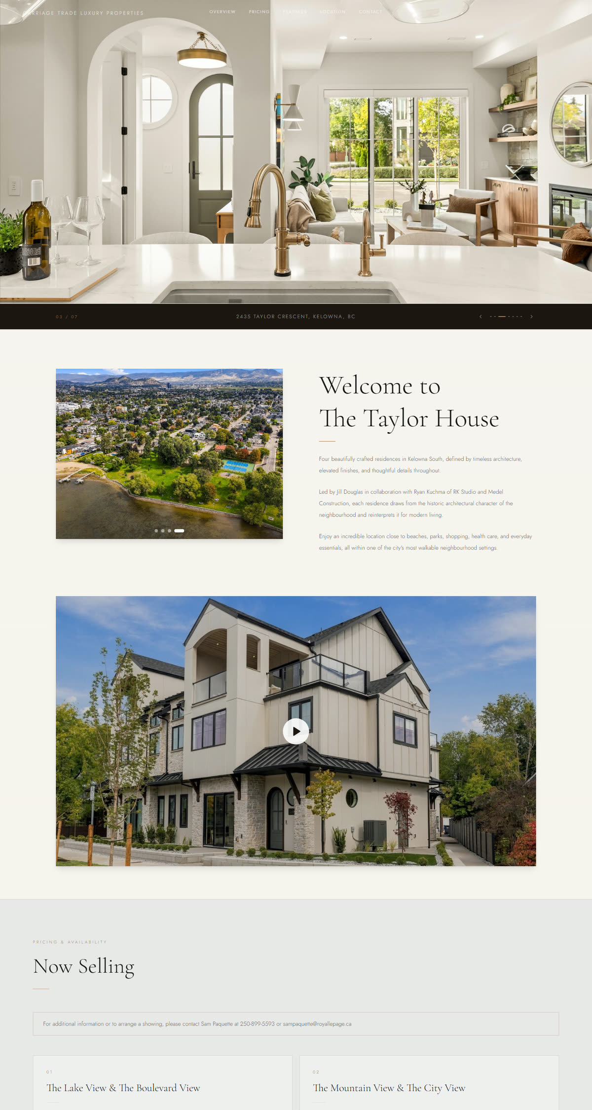 The Taylor House website on a laptop