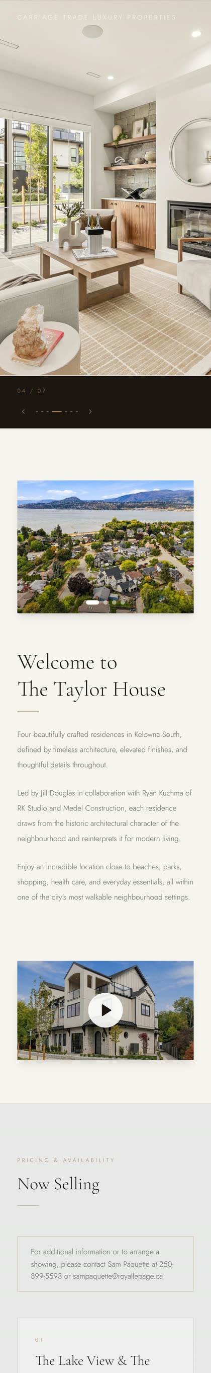 The Taylor House website on a phone